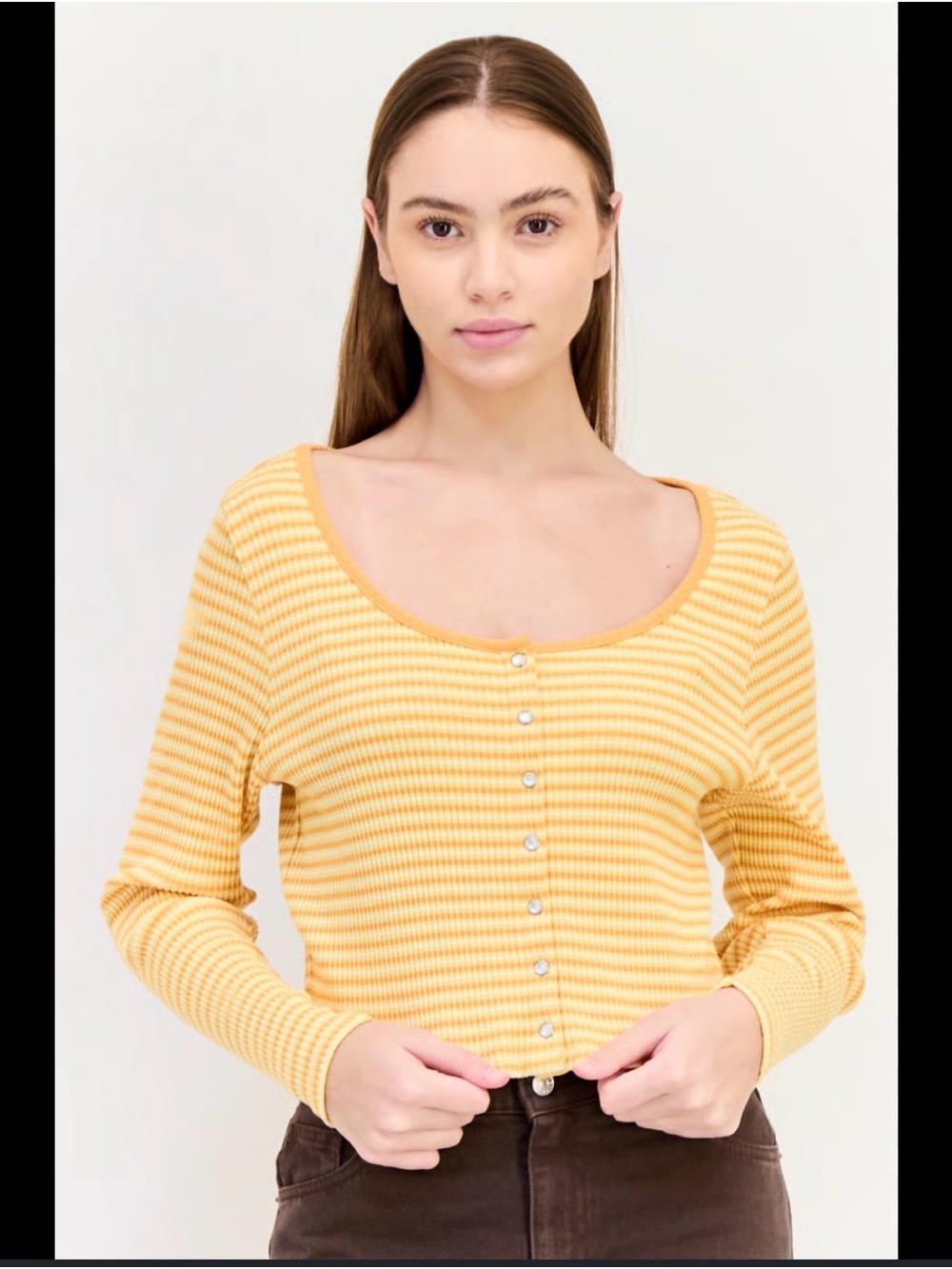Levi's Women's Britt Long Sleeve Ribbed Snap Front Top